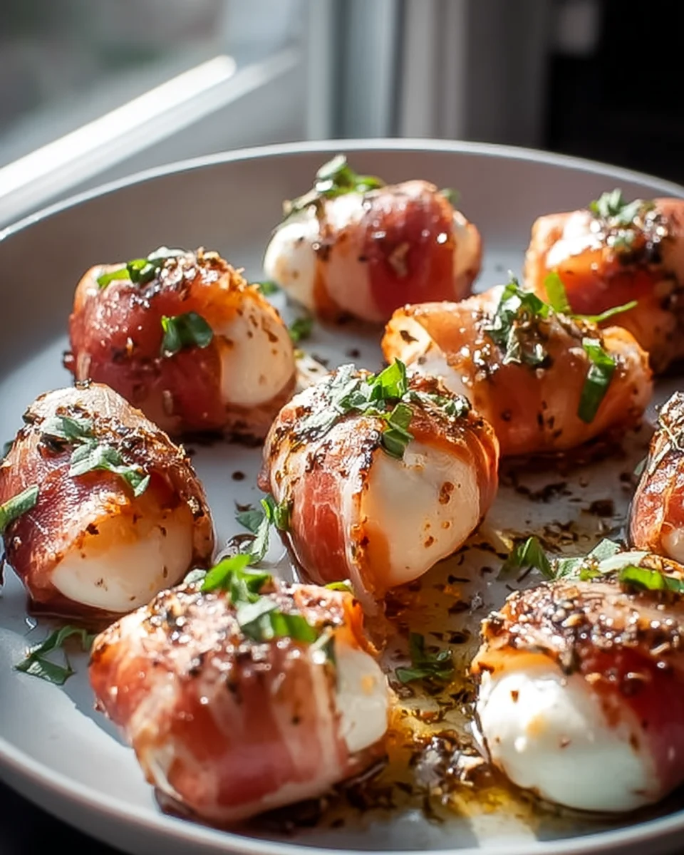 Beef Prosciutto umwickelte Mozzarella-Bites: Leckerer Snack!