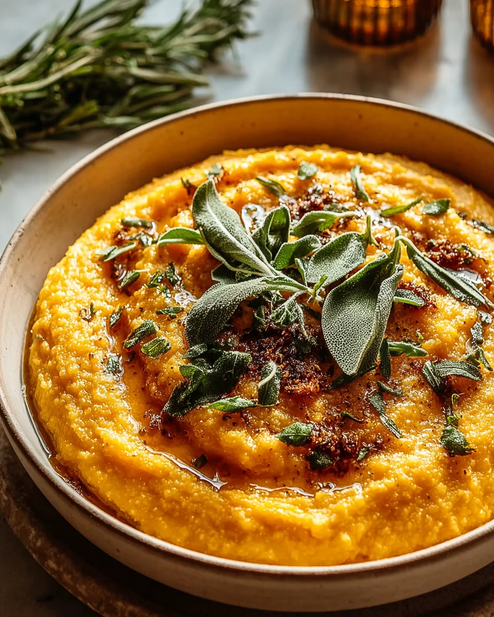 Kürbis Polenta mit Salbeibutter: Herbstlicher Genuss, einfach gemacht.