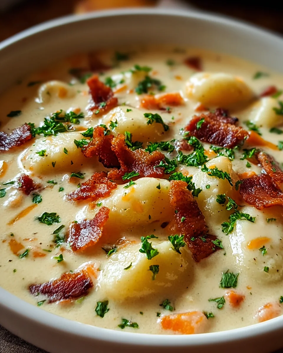 Beef Bacon Cheddar Gnocchi Suppe: Cremiger Genuss