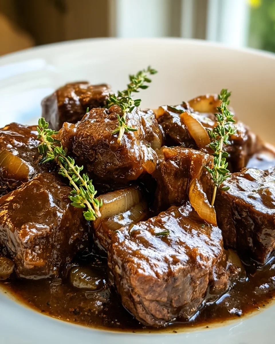 Zartes Rindfleisch in Balsamico-Zwiebel-Sauce genießen!