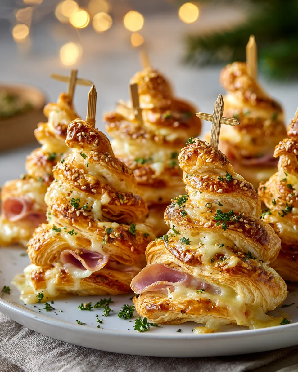 Beef Ham Cheese Puff Pastry Weihnachtsbaum Rezept lecker!