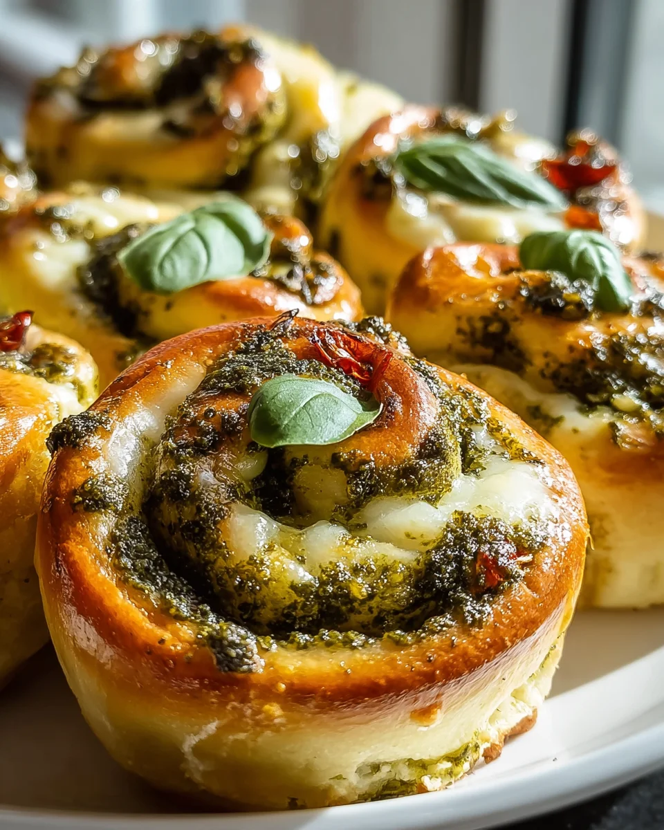 Leckere Pizzaschnecken mit Pesto und Mozzarella Rezept