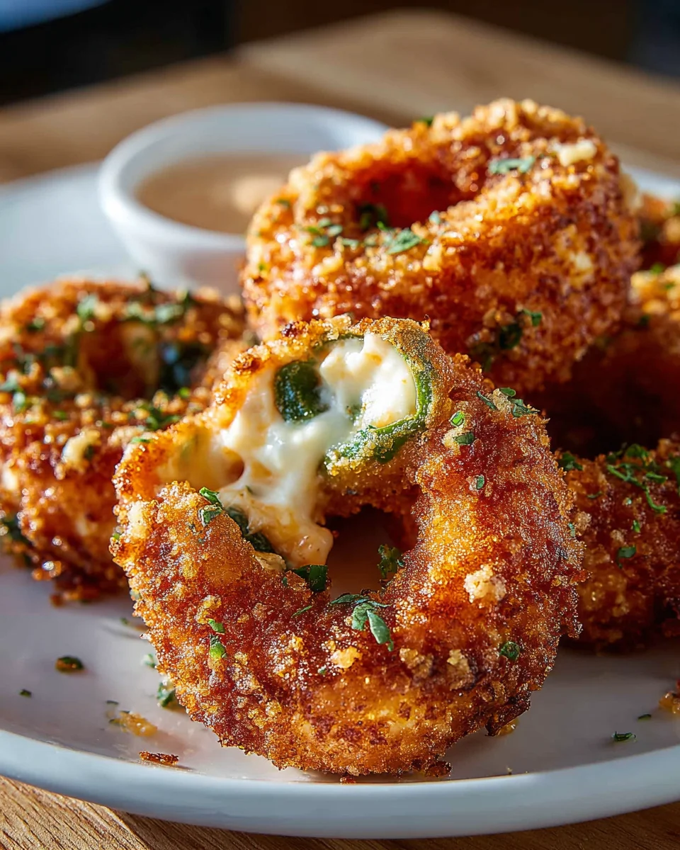 Crispy Jalapeno Popper gefüllte Zwiebelringe Rezept
