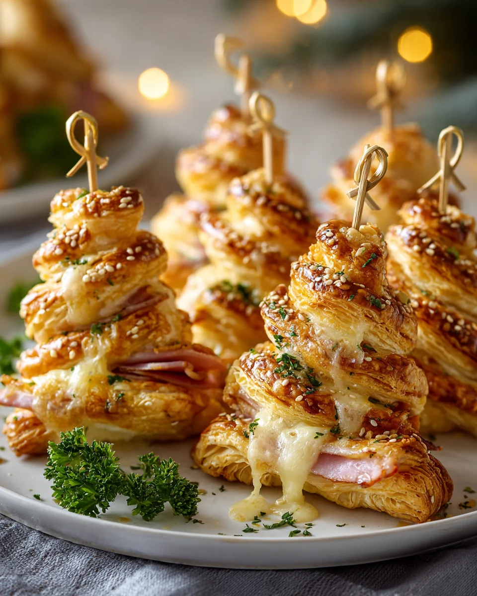 Beef Ham Cheese Puff Pastry Weihnachtsbaum Rezept lecker!