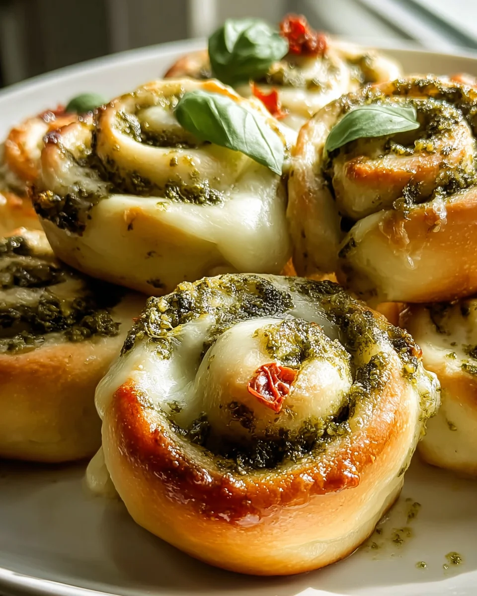 Leckere Pizzaschnecken mit Pesto und Mozzarella Rezept