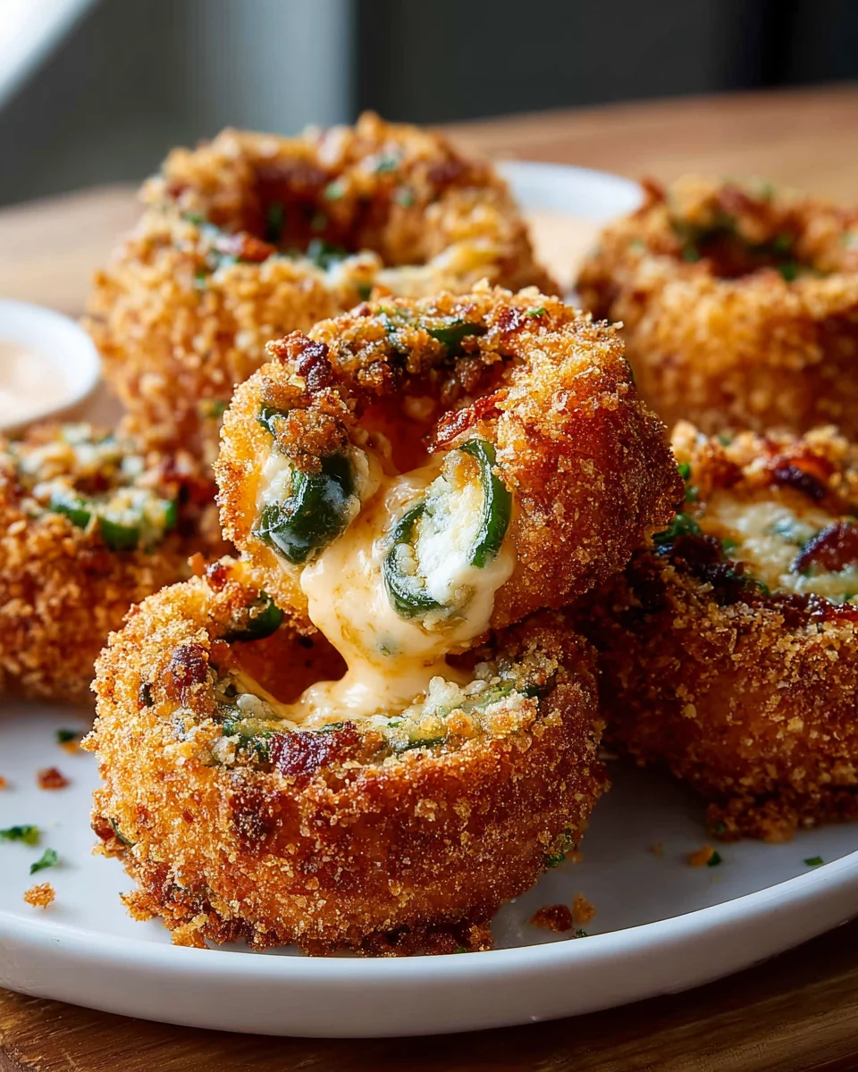 Crispy Jalapeno Popper gefüllte Zwiebelringe Rezept