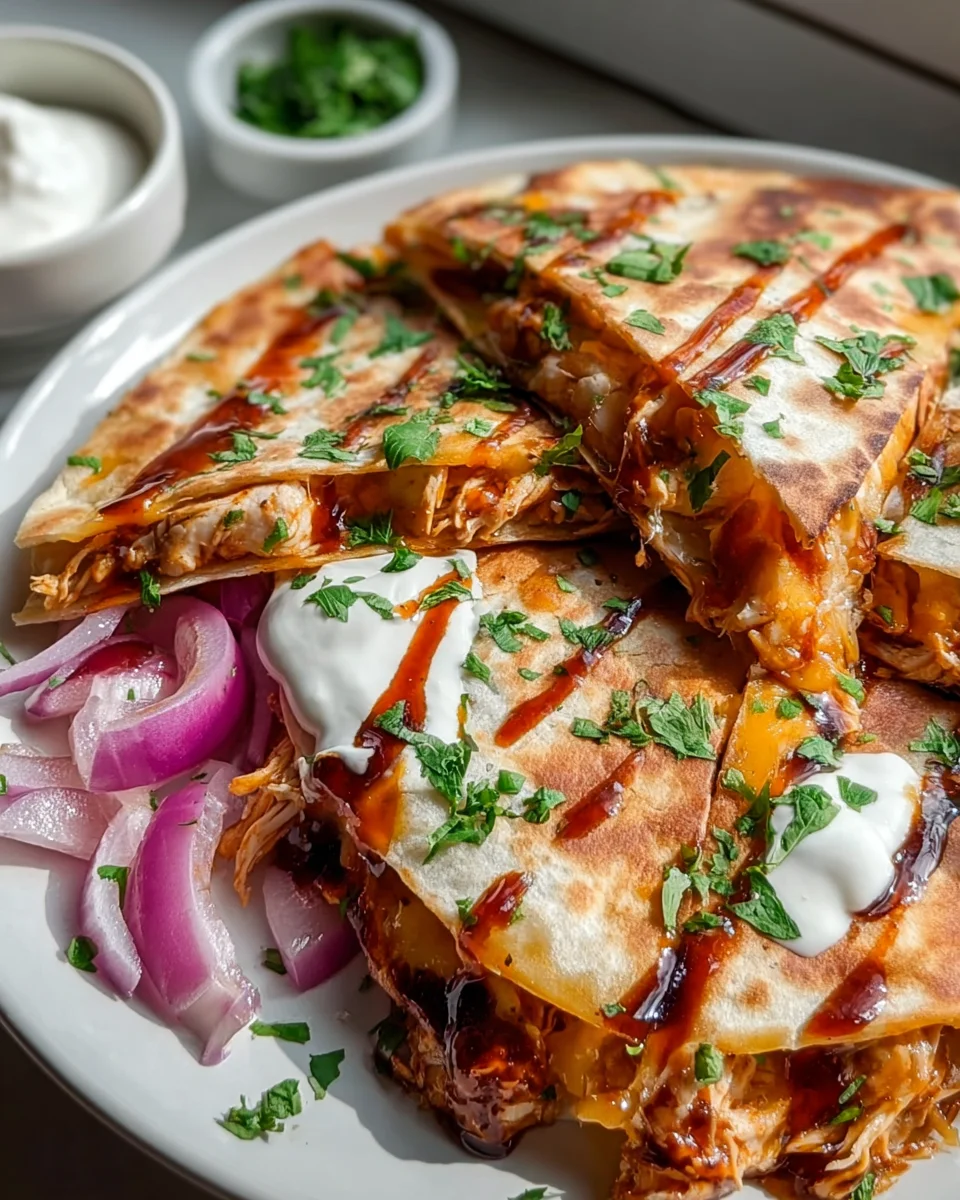 Leckere Hot Honey BBQ Chicken Quesadillas für Genießer