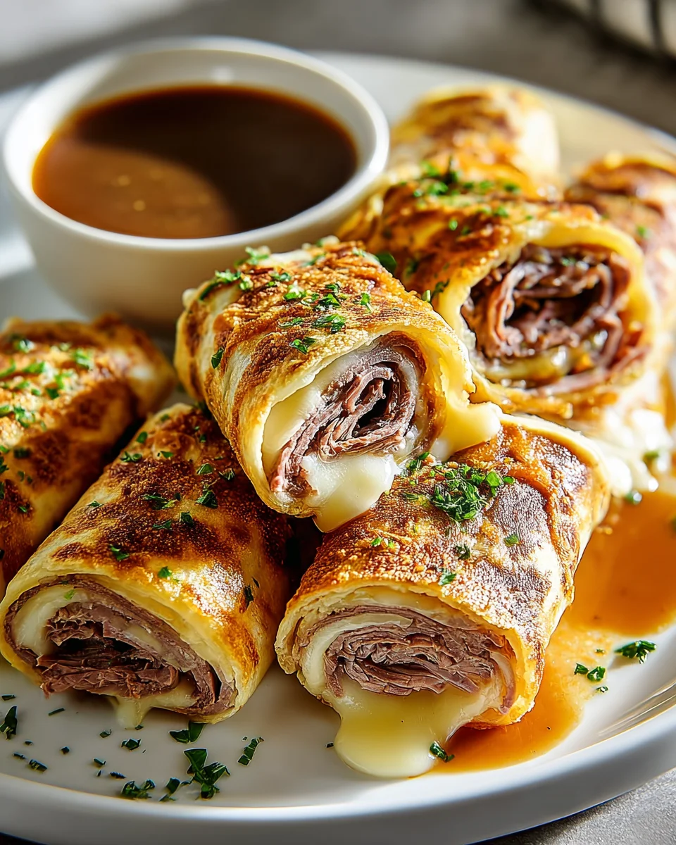 Leckere French Dip Tortilla Rollups mit Rindfleisch genießen!