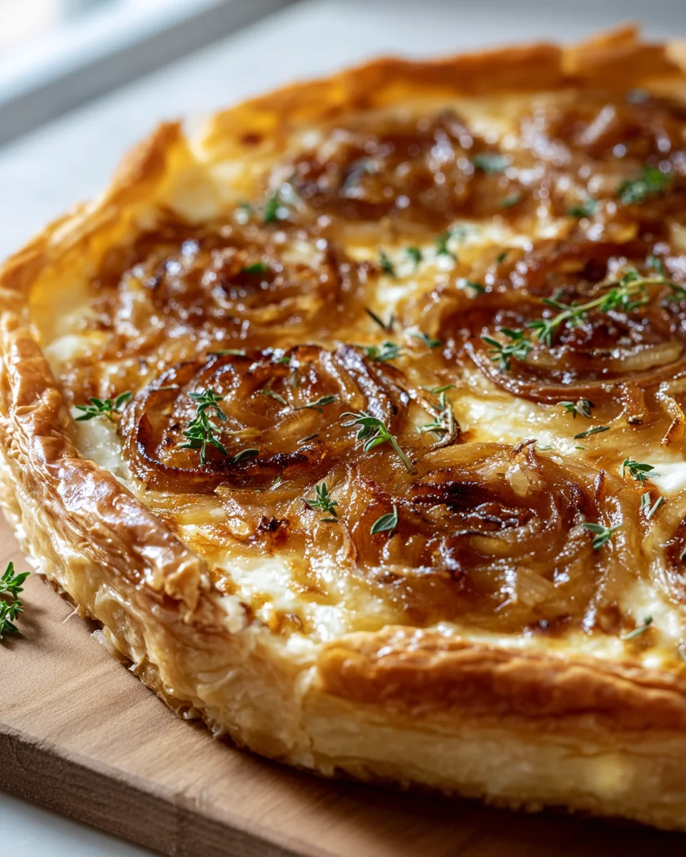 Goldene Zwiebel-Gruyere-Tarte im Blätterteig-Rezept
