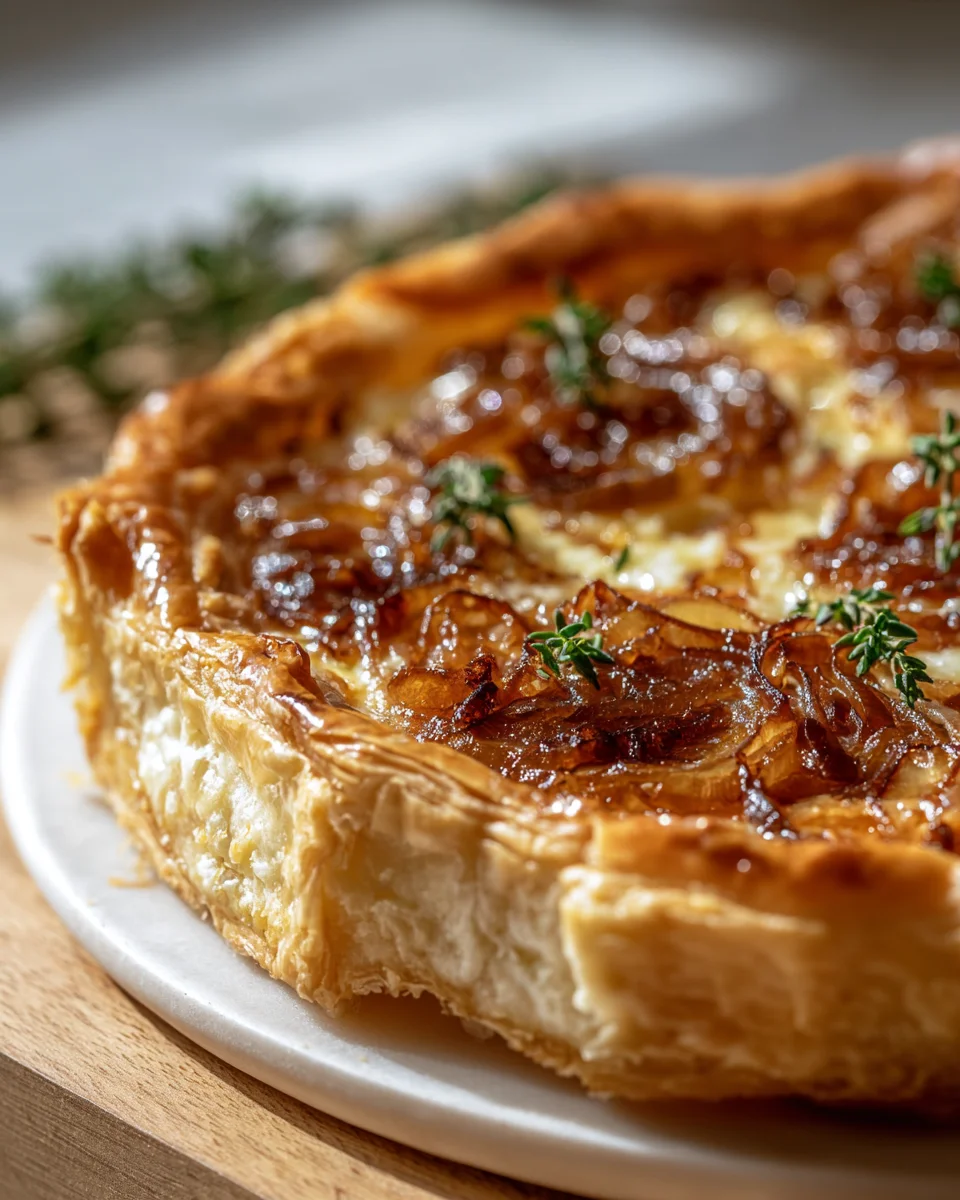Goldene Zwiebel-Gruyere-Tarte im Blätterteig-Rezept