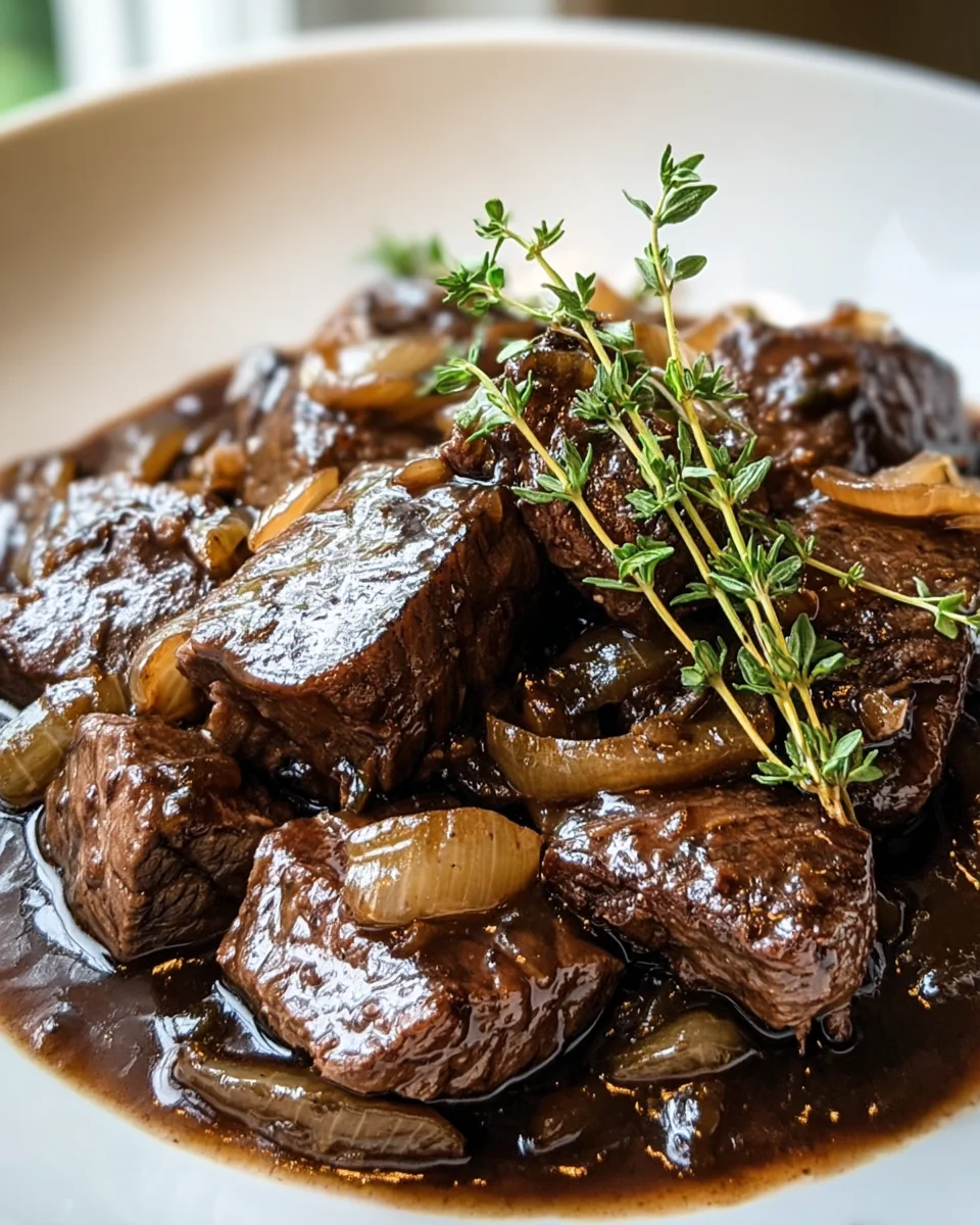 Zartes Rindfleisch in Balsamico Zwiebel Sauce genießen
