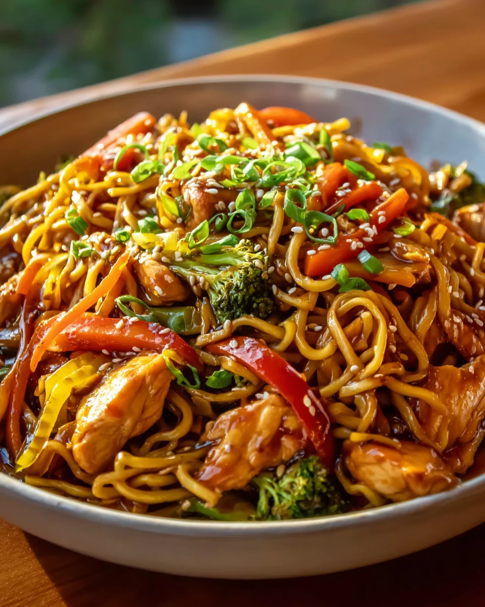 Schnelle aromatische Hähnchen Teriyaki Nudeln Rezept