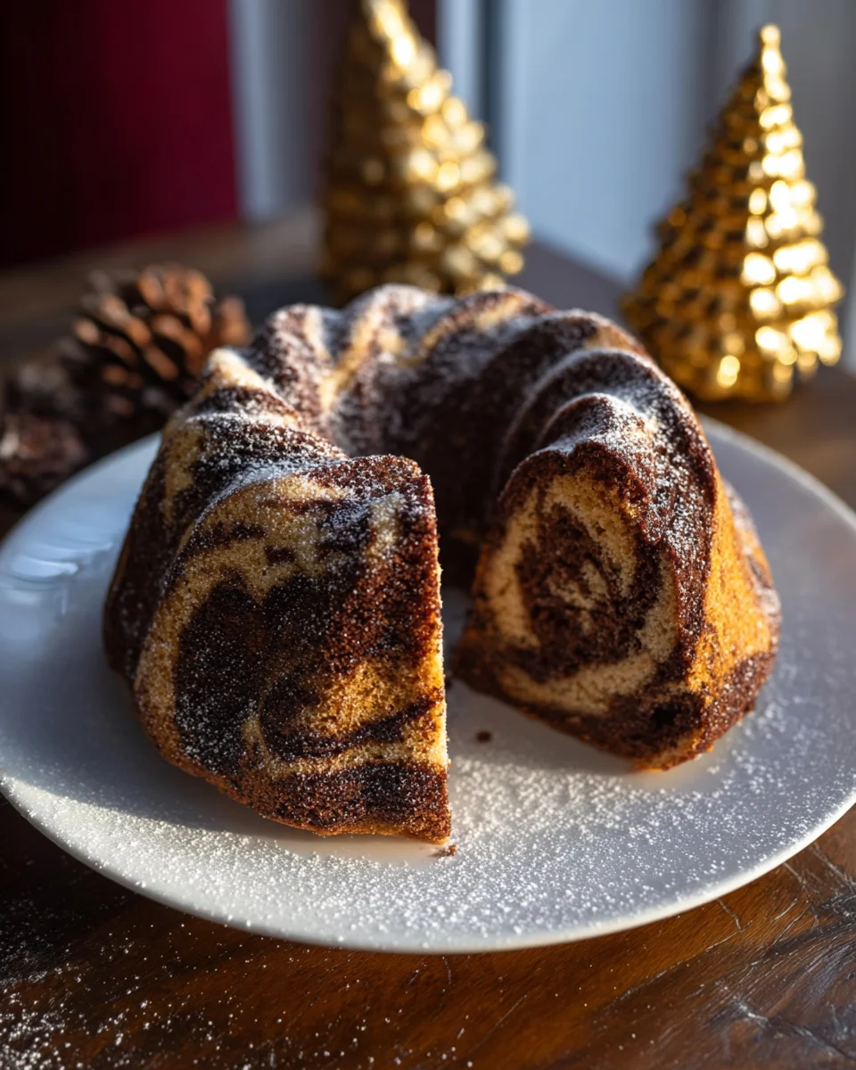 Winterlicher Lebkuchen Gugelhupf: Festlicher Marmor-Kuchen