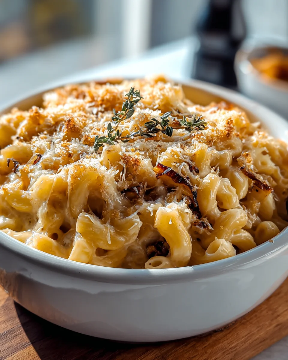 Französische Zwiebel-Suppe Mac und Käse – cremiger Genuss!