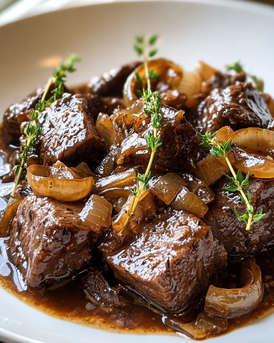 Zartes Rindfleisch in Balsamico Zwiebel Sauce genießen