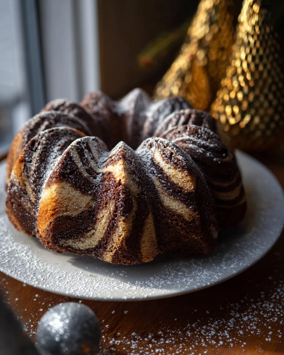 Winterlicher Lebkuchen Gugelhupf: Festlicher Marmor-Kuchen