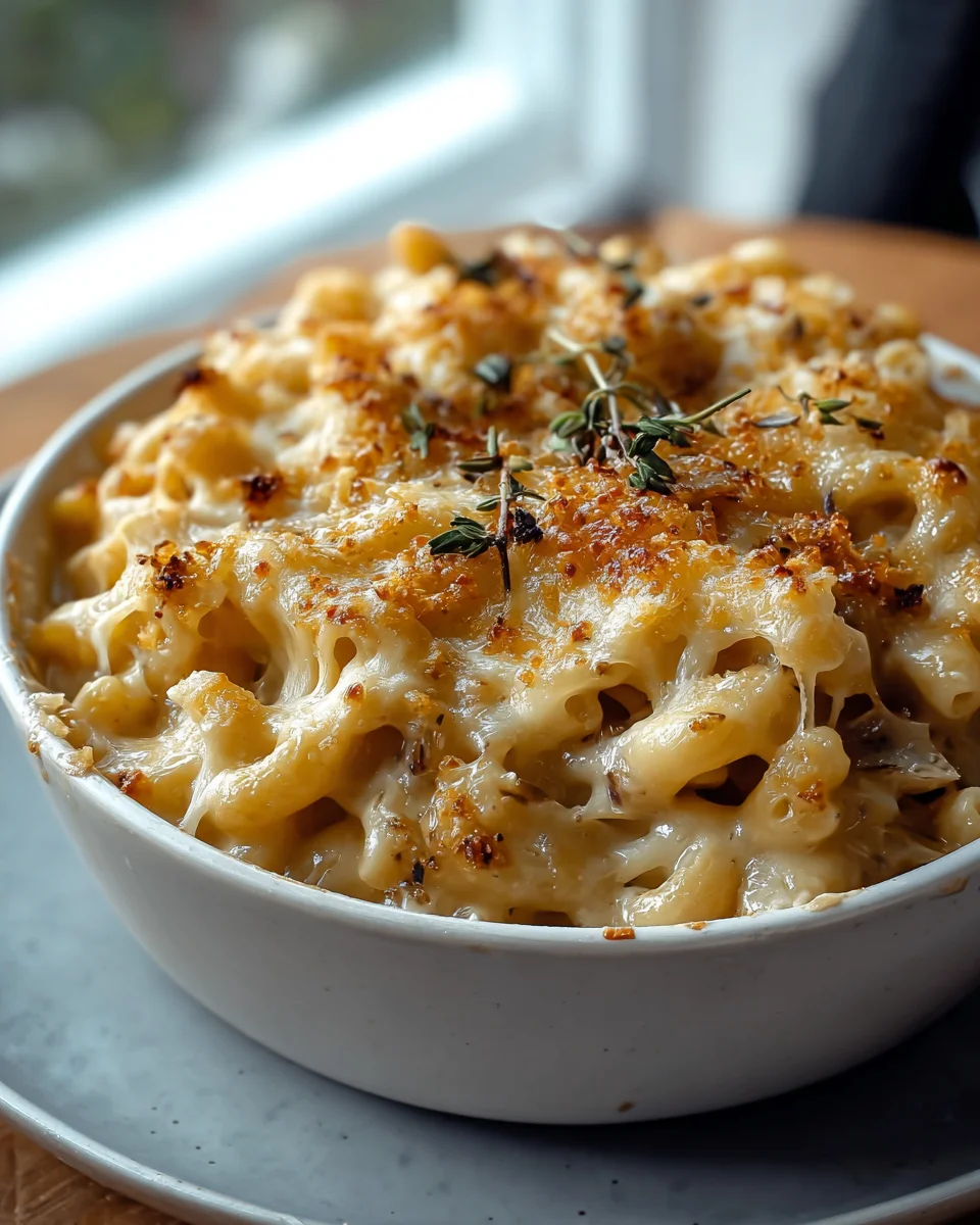 Französische Zwiebel-Suppe Mac und Käse – cremiger Genuss!