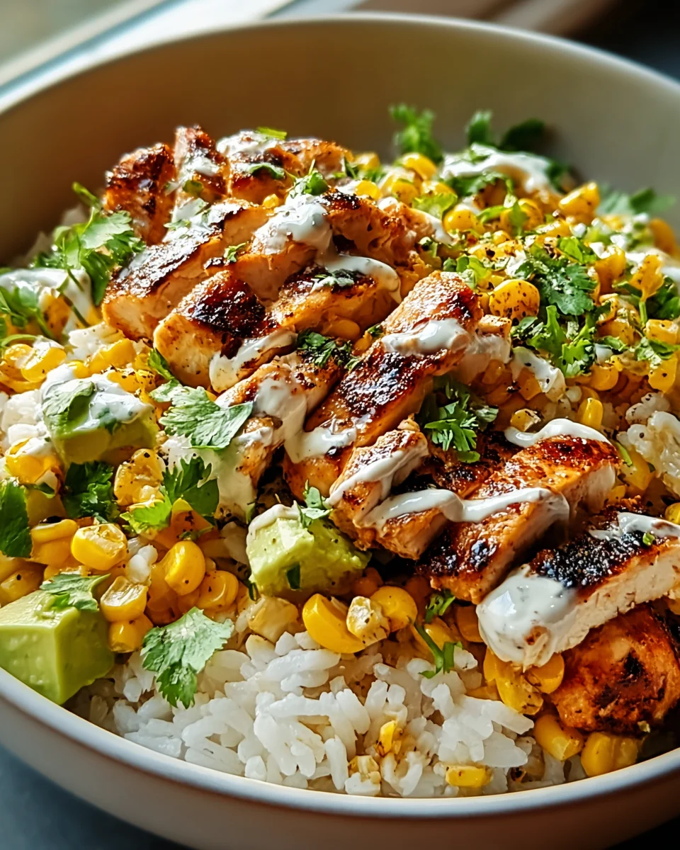 Unwiderstehliche Street Corn Hähnchen Reis-Bowl Rezept