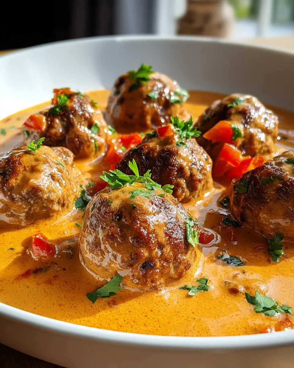 Hackbällchen in cremiger Paprikasauce – Deftiges Rezept genießen!