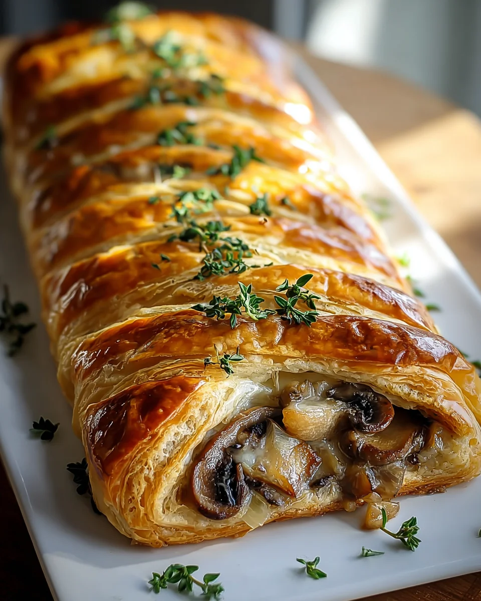 Herzhafter Pilz-Gruyère-Blätterteig-Zopf für Genießer