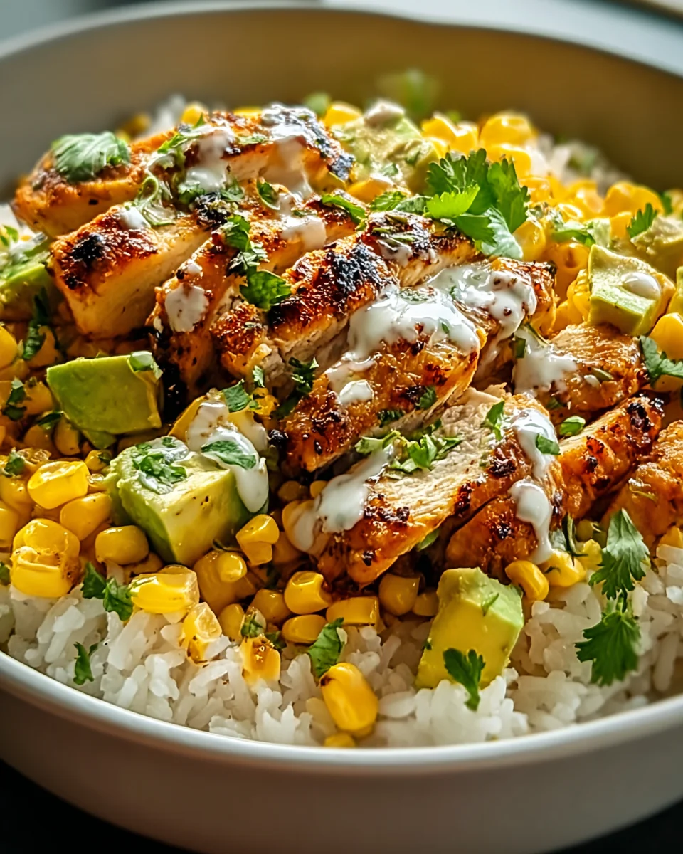 Unwiderstehliche Street Corn Hähnchen Reis-Bowl Rezept