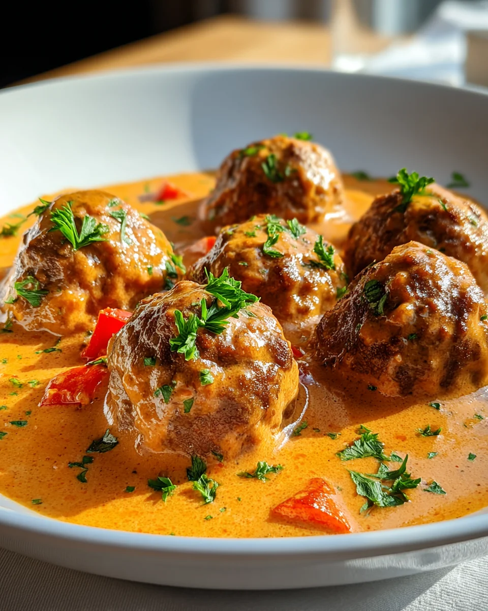 Hackbällchen in cremiger Paprikasauce – Deftiges Rezept genießen!