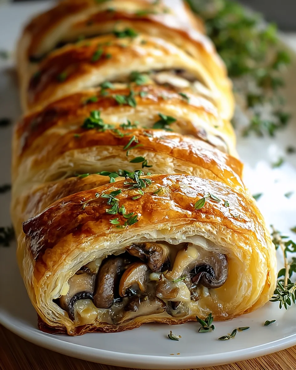 Herzhafter Pilz-Gruyère-Blätterteig-Zopf für Genießer