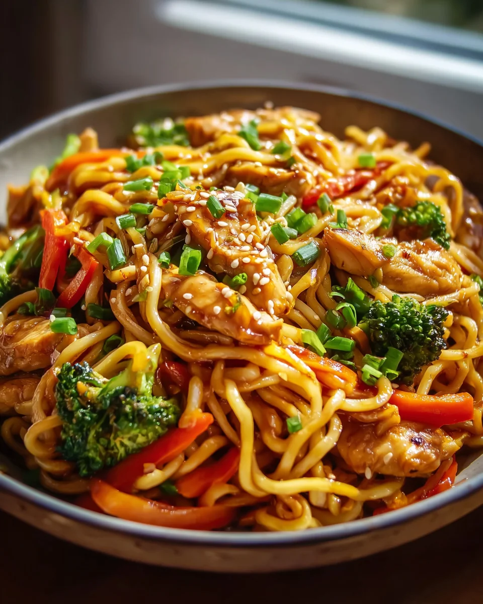 Schnelle aromatische Hähnchen Teriyaki Nudeln Rezept