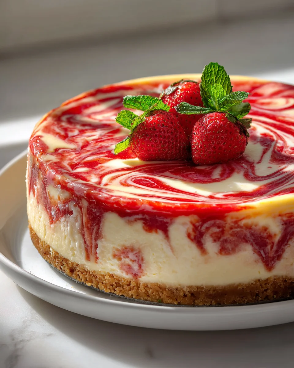 Cremiger Erdbeer-Swirl Cheesecake Rezept: Einfach & Lecker!