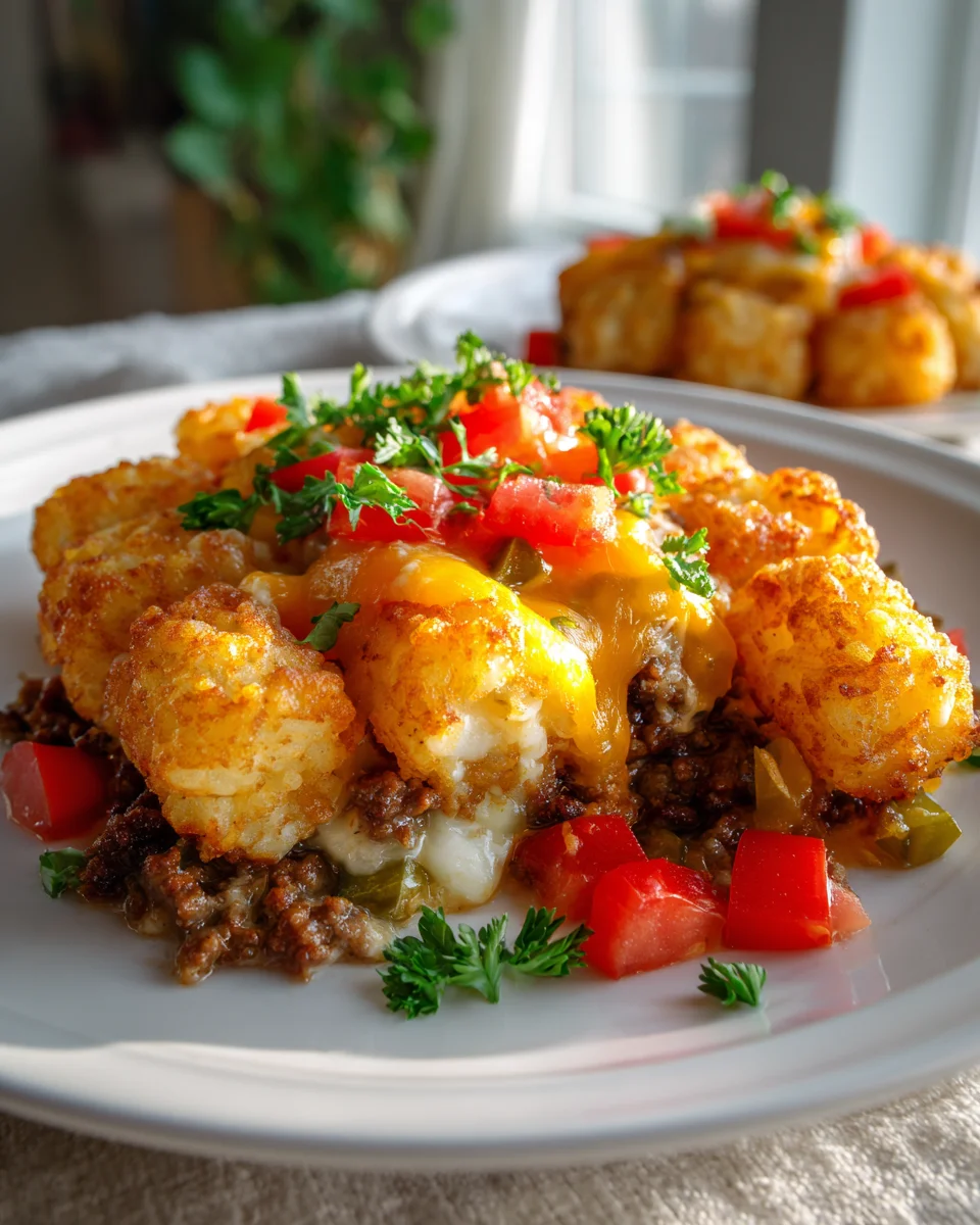 Cheeseburger Tater Tot Knusper-Auflauf: Einfach & Lecker!