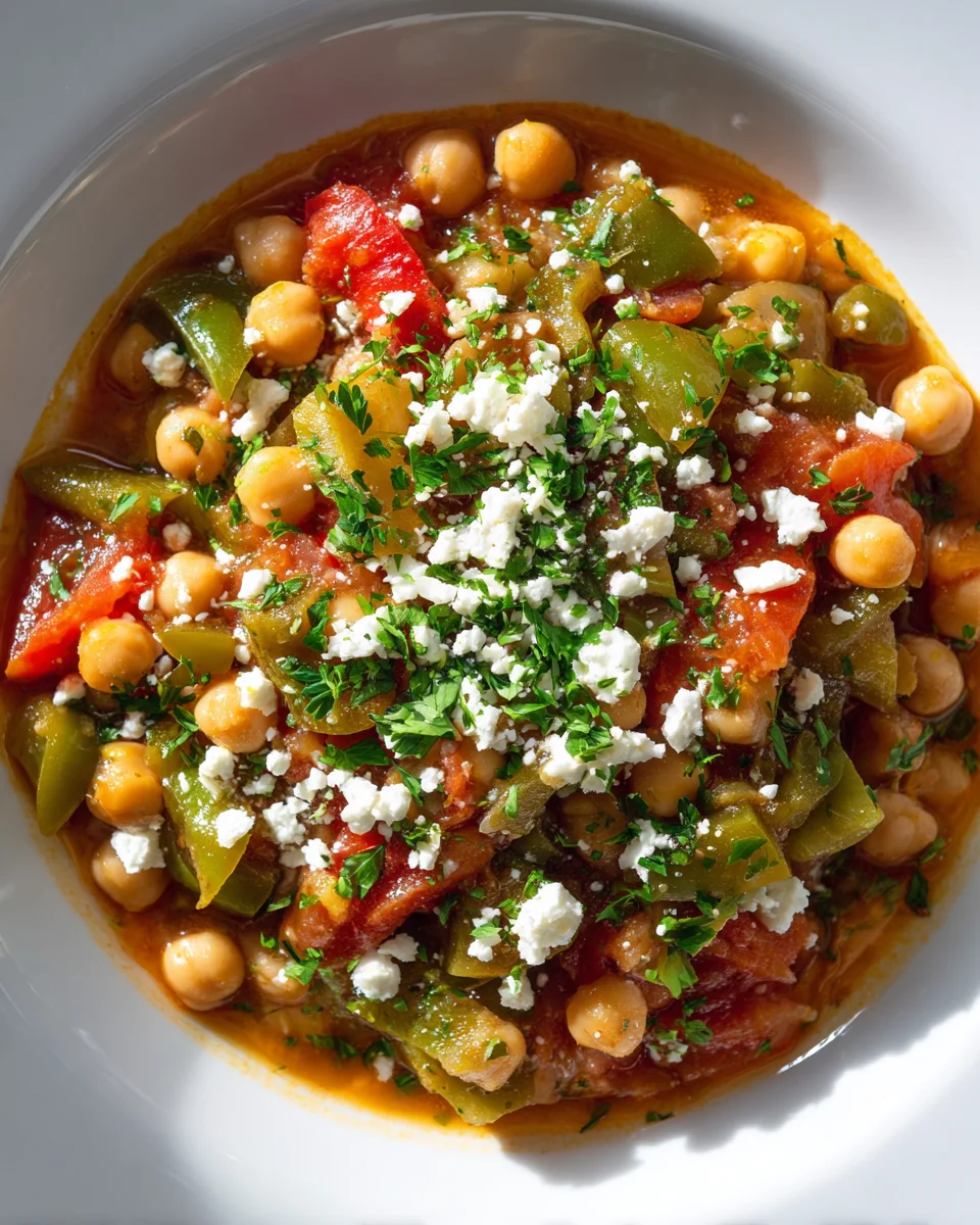 Mediterraner Kichererbsen Eintopf mit Oliven & Feta