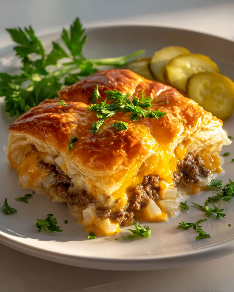 Cheeseburger Auflauf mit Blätterteig Haube – Einfach lecker!