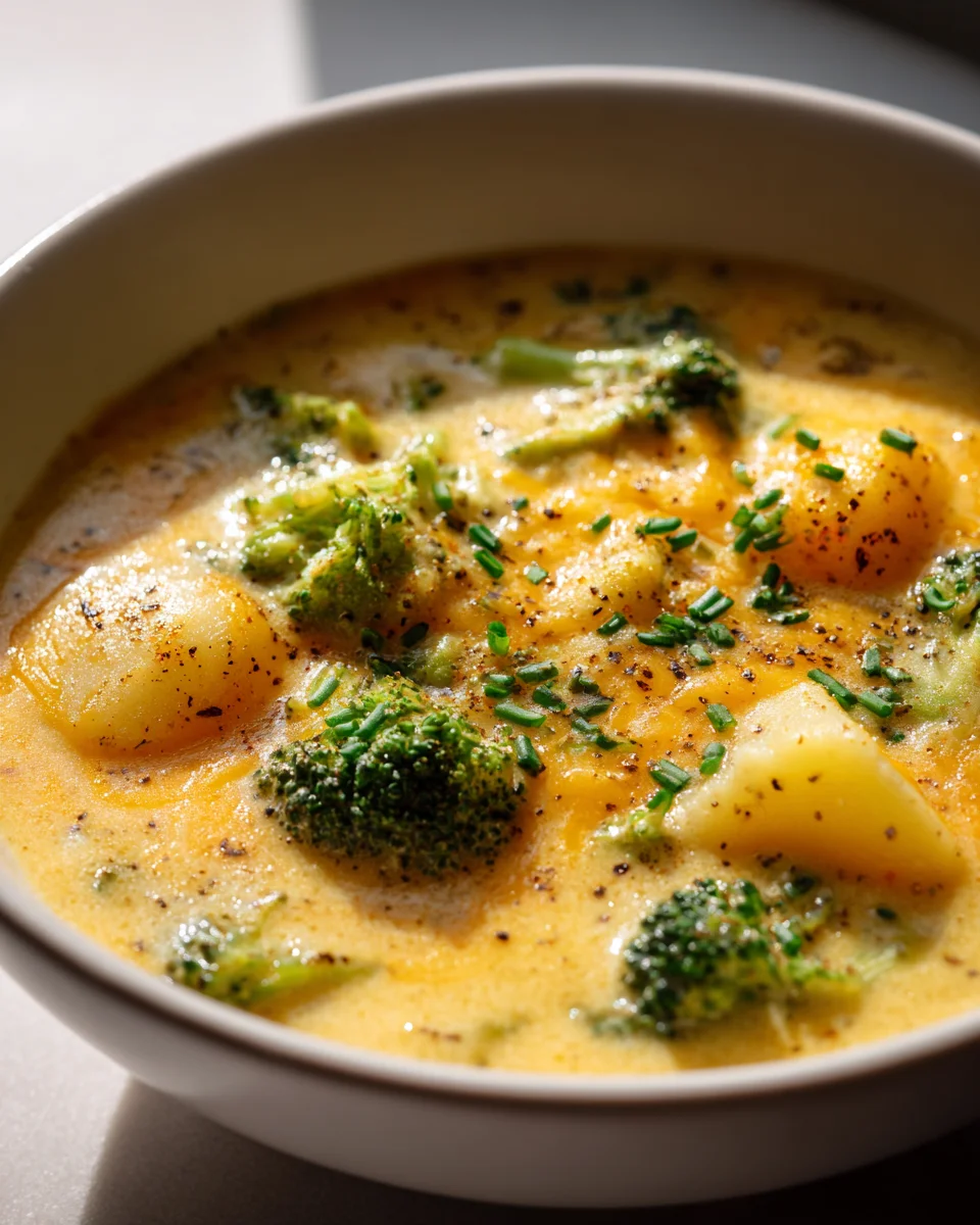 Perfekte Brokkoli Cheddar Kartoffelsuppe für kalte Tage