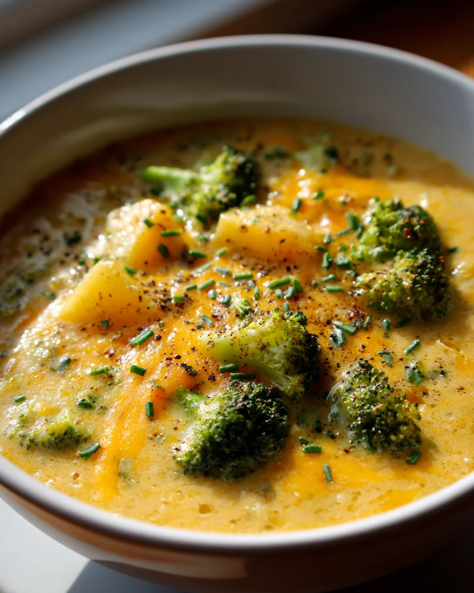 Perfekte Brokkoli Cheddar Kartoffelsuppe für kalte Tage