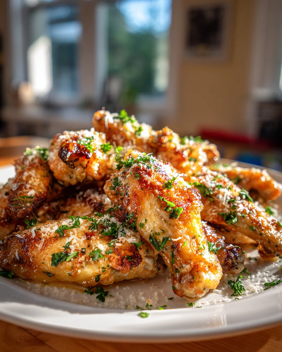 Leckere Knoblauch Parmesan Flügel aus dem Ofen!