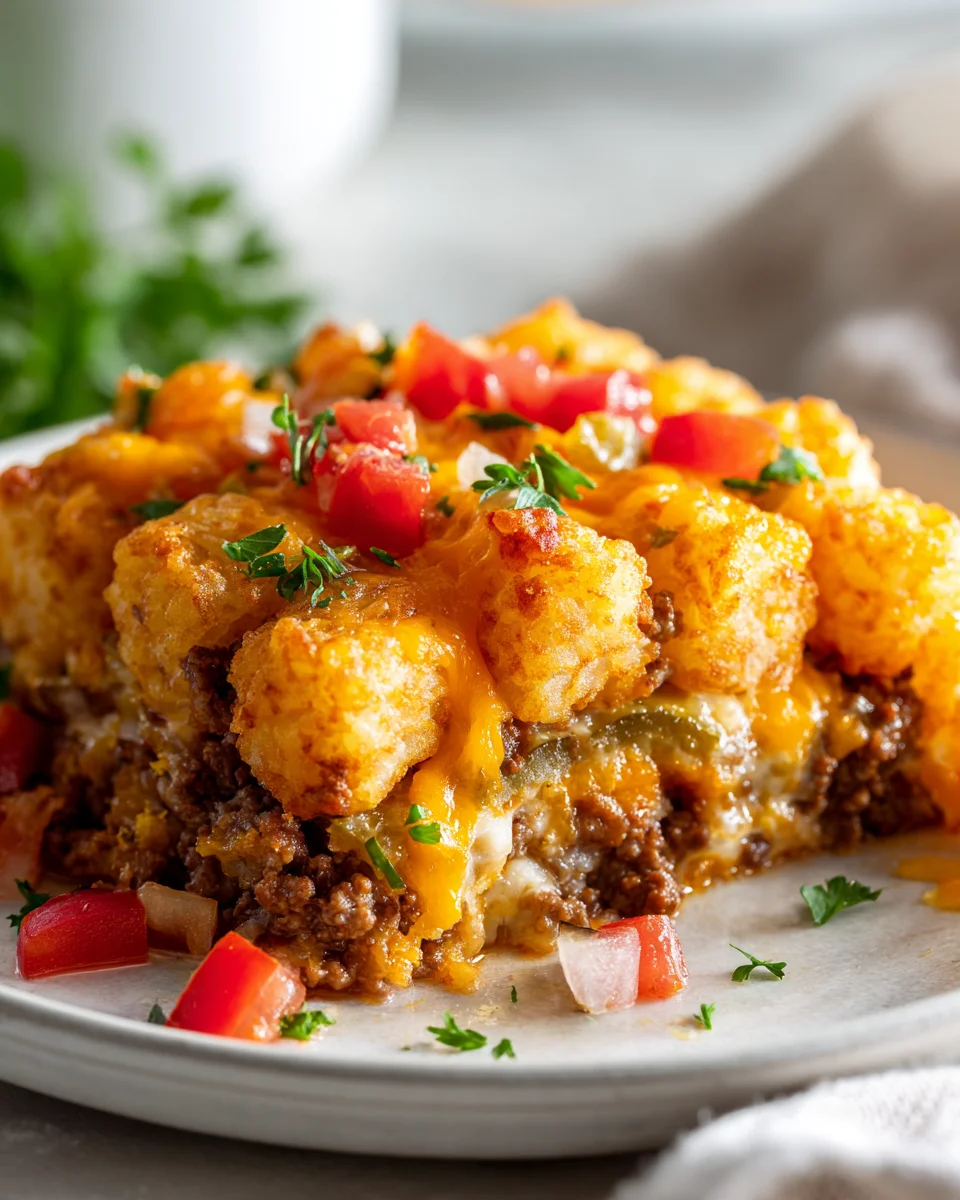 Cheeseburger Tater Tot Knusper-Auflauf: Einfach & Lecker!