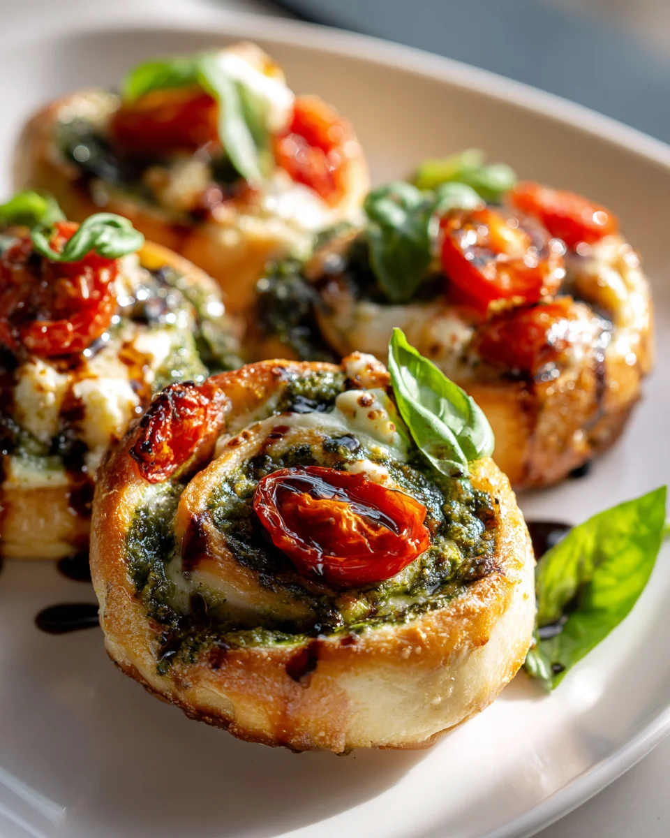 Caprese Pesto Pizza-Schnecken: Einfaches & leckeres Rezept