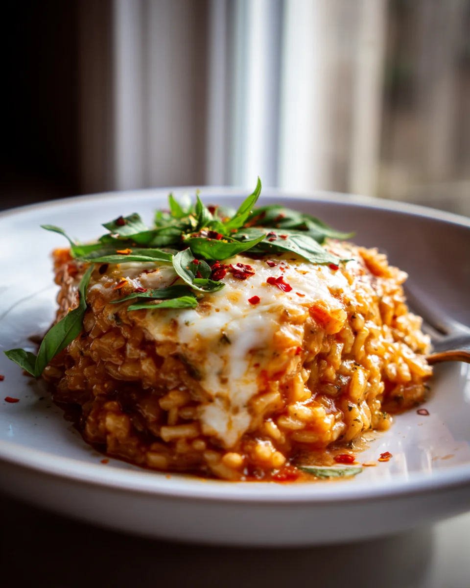 Tomaten Pesto Risotto Backauflauf – Cremig & köstlich!