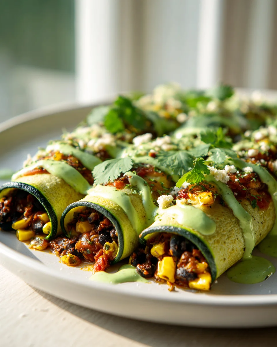 Vegane Zucchini Enchiladas mit Schwarzen Bohnen – einfach!