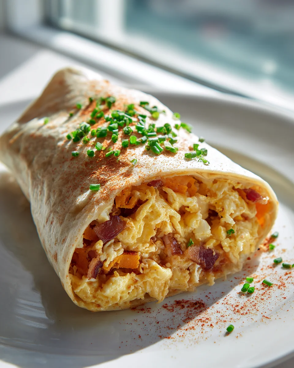 Frühstücks Sweet Potato Burrito mit Ei & Rinderspeck