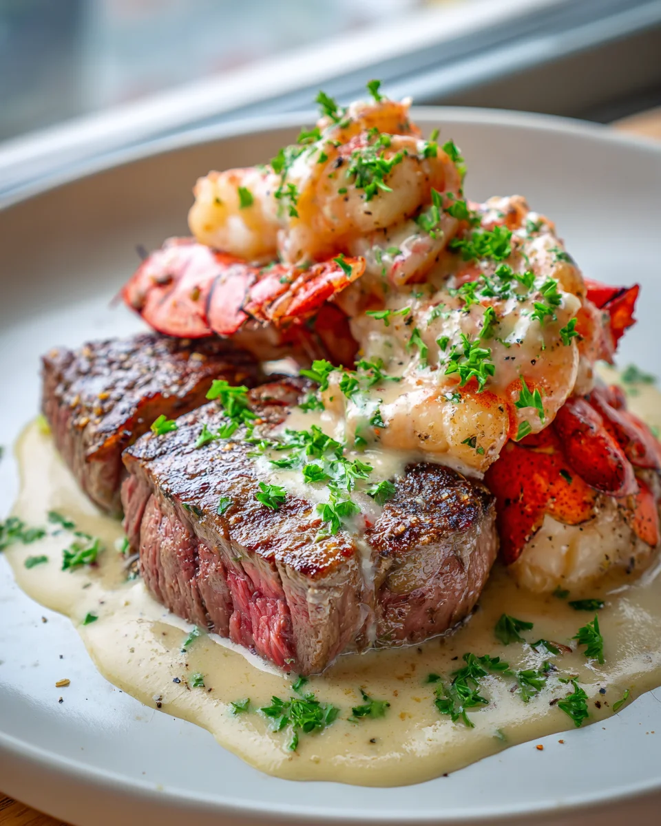 Surf & Turf mit cremiger Knoblauchsauce: Feinschmecker-Traum!