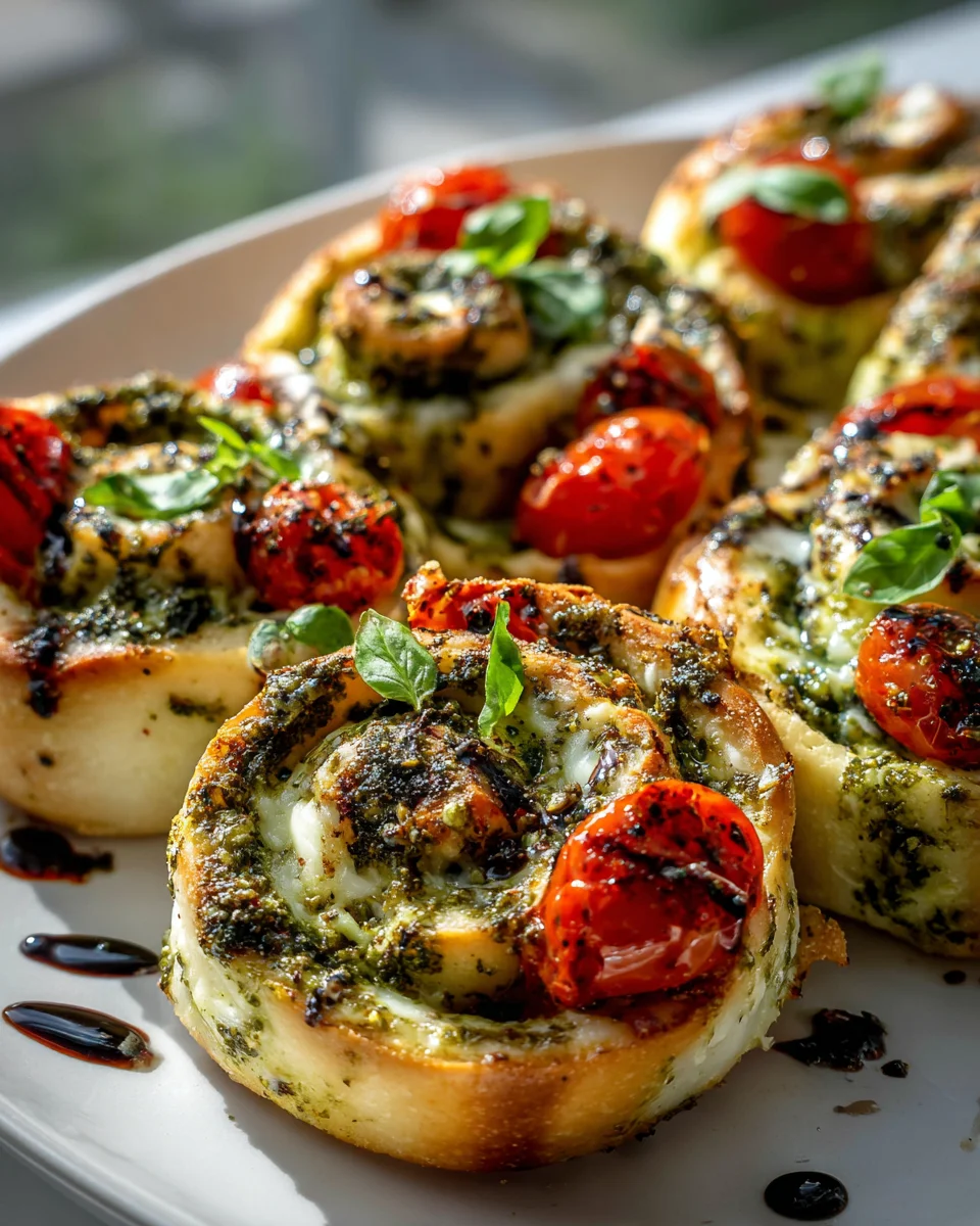 Caprese Pesto Pizza-Schnecken: Einfaches & leckeres Rezept