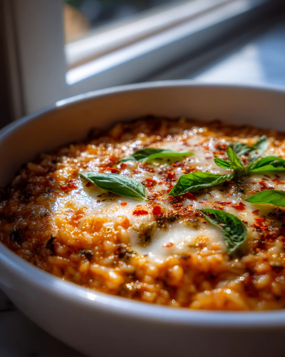 Tomaten Pesto Risotto Backauflauf – Cremig & köstlich!