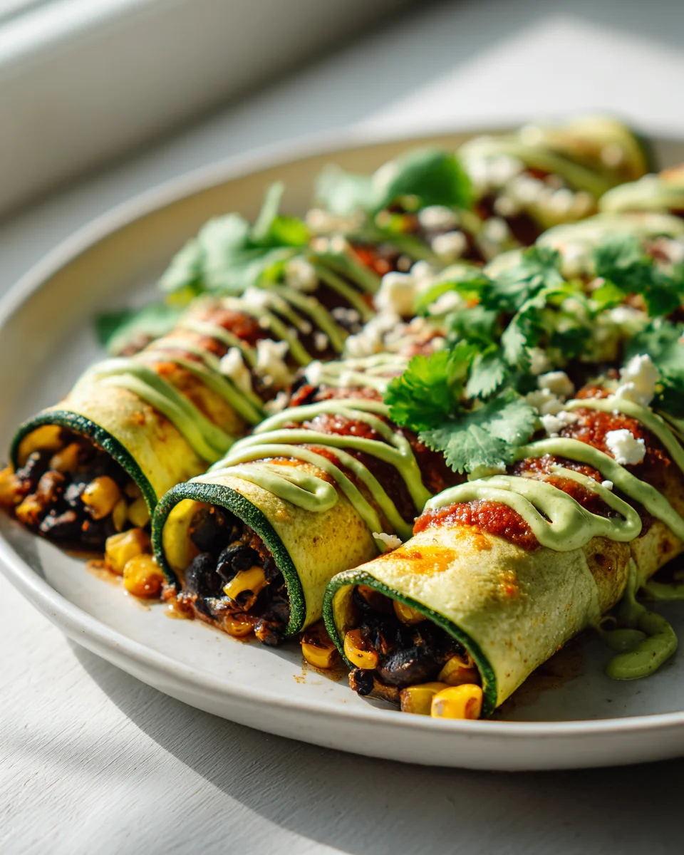 Vegane Zucchini Enchiladas mit Schwarzen Bohnen – einfach!