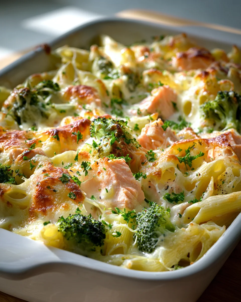 Cremiger Käse-Brokkoli-Lachs-Nudelauflauf: Ein Genuss!