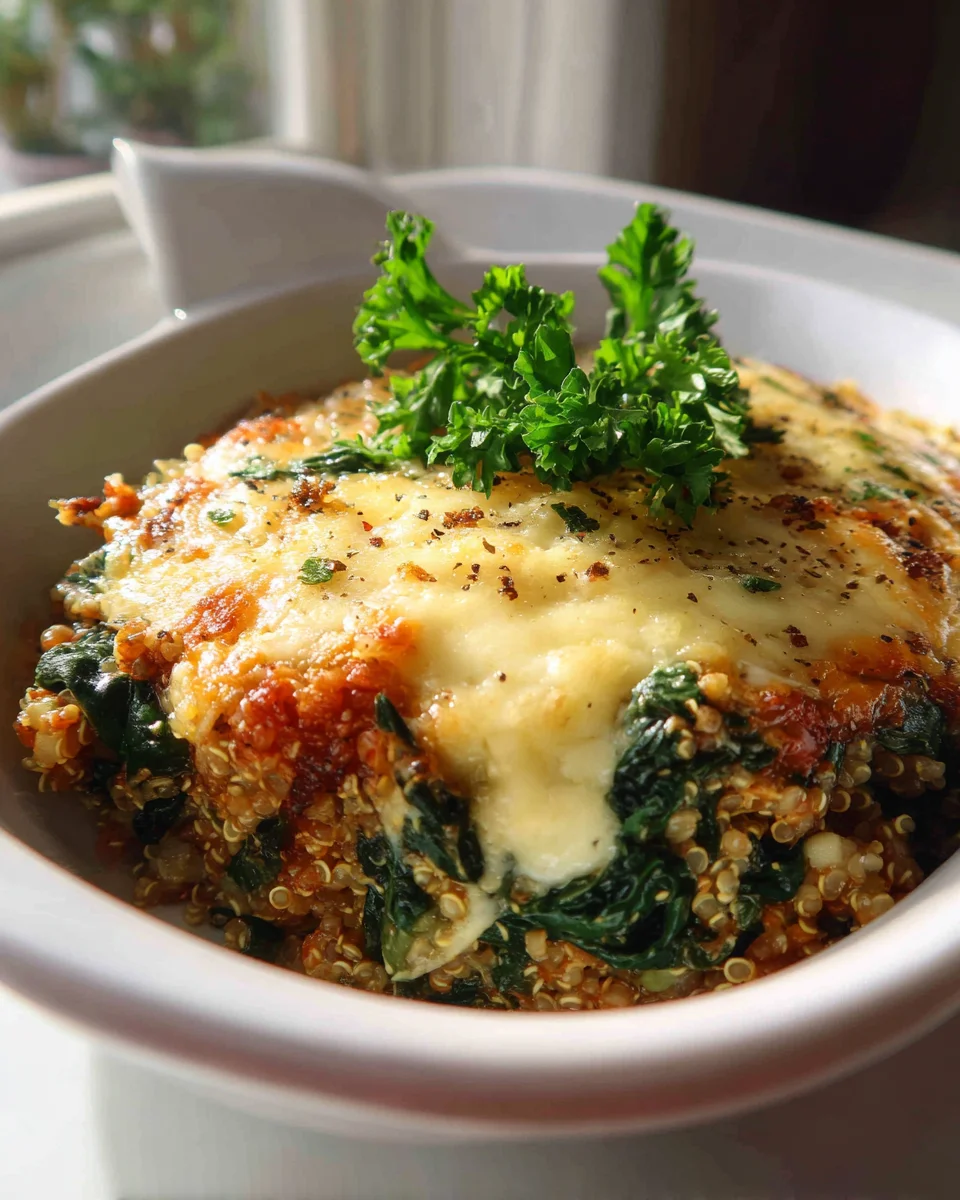 Leckerer Quinoa Linsen Spinat Auflauf für gesundes Essen