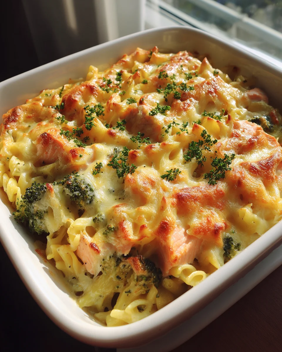 Cremiger Käse-Brokkoli-Lachs-Nudelauflauf: Ein Genuss!