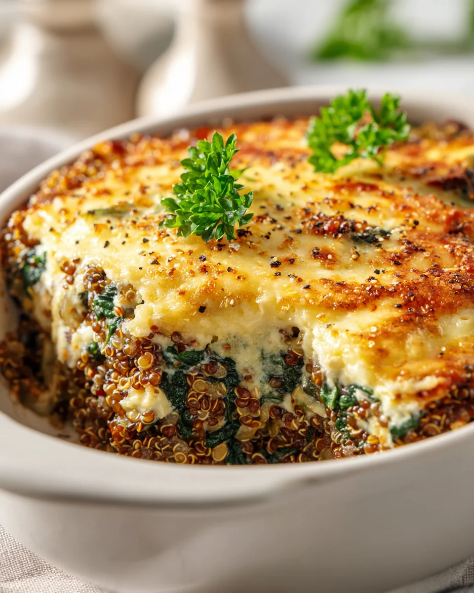 Leckerer Quinoa Linsen Spinat Auflauf für gesundes Essen