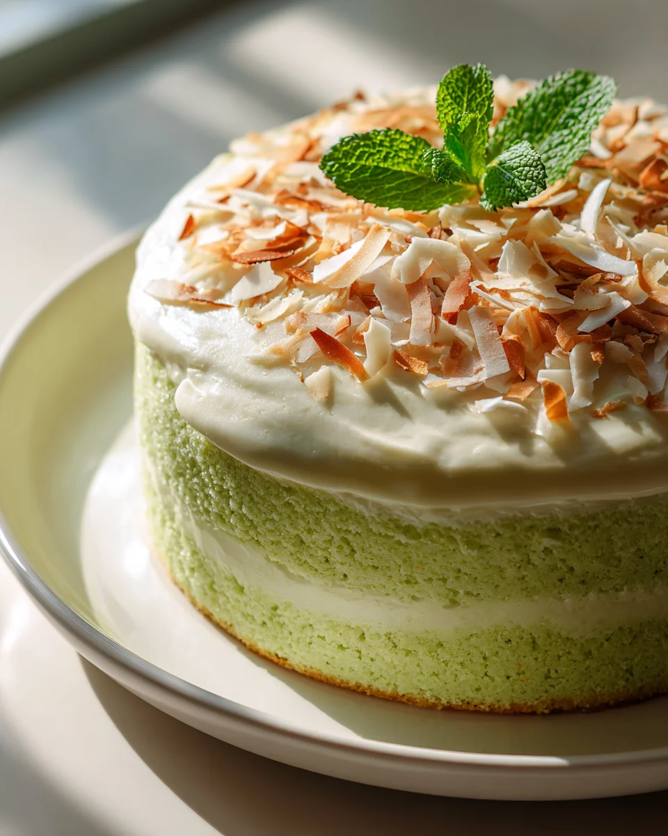 Leckeres Pandan Coconut Cake Rezept für ein tropisches Dessert!
