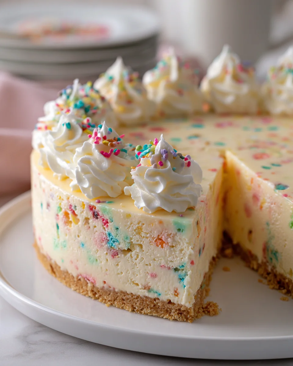 Schneller Funfetti Geburtstagskäsekuchen ohne Backen!